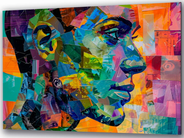 szklany obraz abstrakcyjna twarz w kolorach