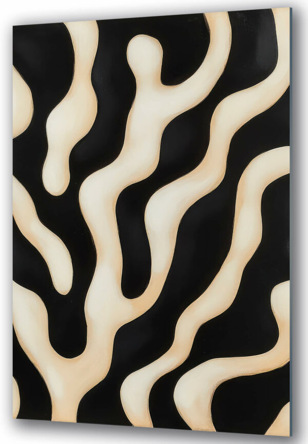 szklany obraz abstrakcyjne czarne i biale fale