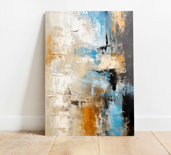 szklo abstrakcja w blekitnych i zlotych barwach