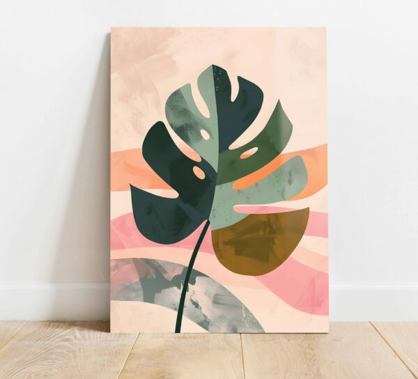 szklany obraz abstrakcyjny liść