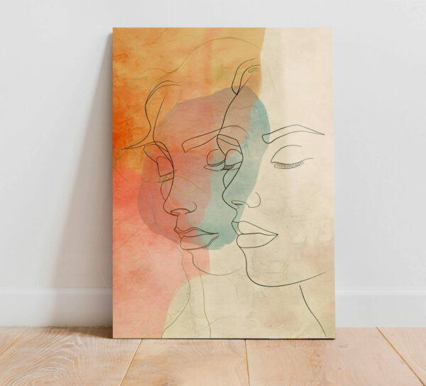 szklany obraz abstrakcyjna linia twarzy