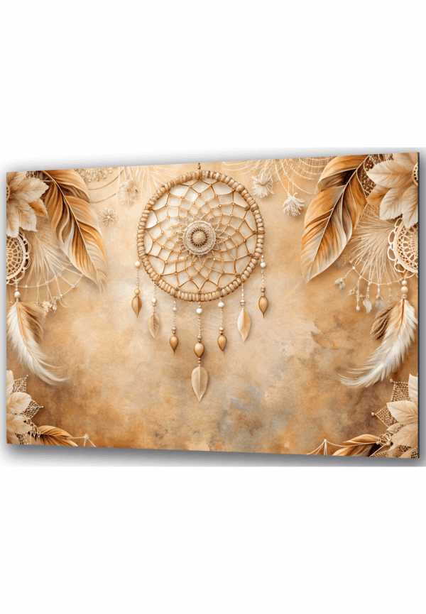 obraz na szkle lapacz snow boho z piorami