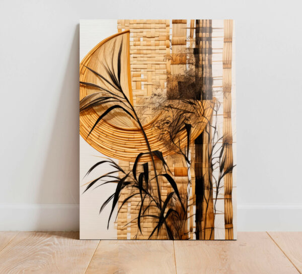 szklany obraz rośliny w stylu boho