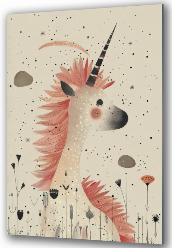 obraz na szkle jednorozec z kwiatami w stylu boho