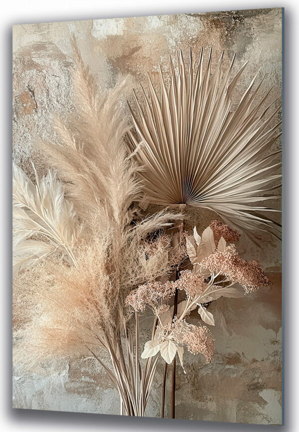 obraz na szkle boho kompozycja z suszonych kwiatów