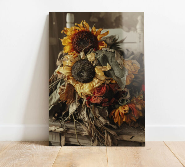obrazy w stylu boho bukiet słoneczników
