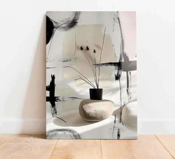 szklany obraz minimalizm z suszonymi kwiatami