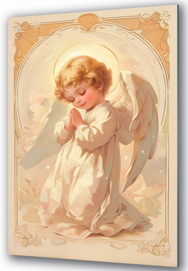 szklany obraz modlacy sie aniol stroz