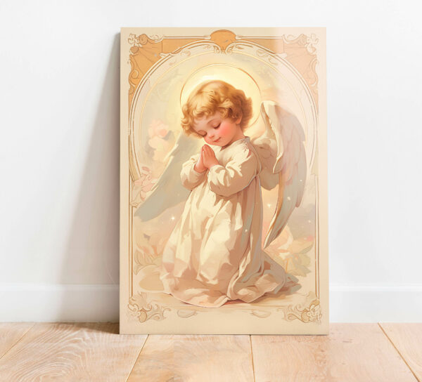 obraz na szkle modlacy sie aniol stroz