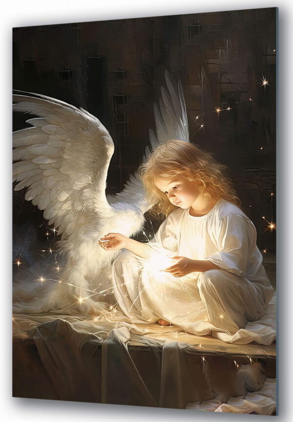 nowoczesne obrazy religijne do salonu aniol stroz