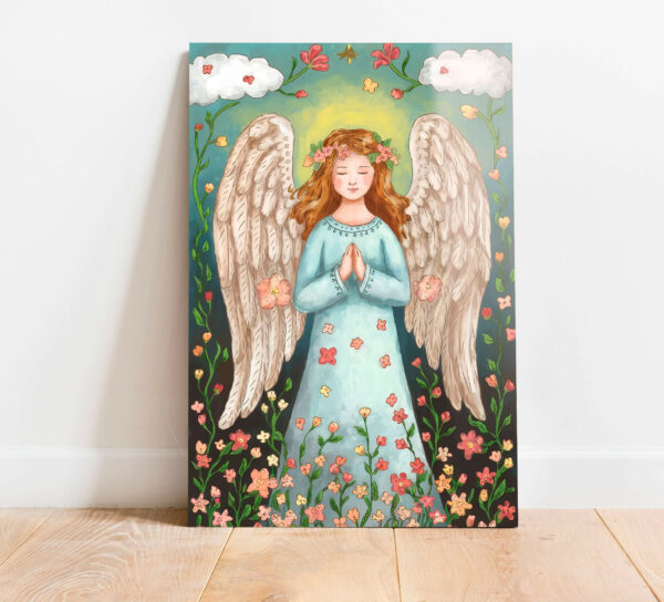 aniol modlacy obraz szklany