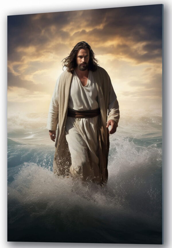 cuda jezusa chodzenie po wodzie szklany obraz