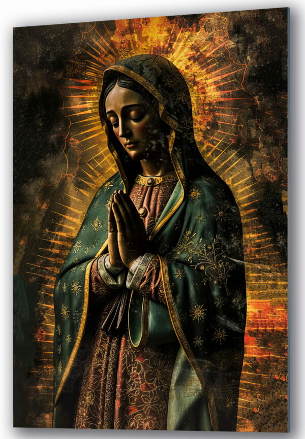 swieta maryja z modlitwa szklany obraz