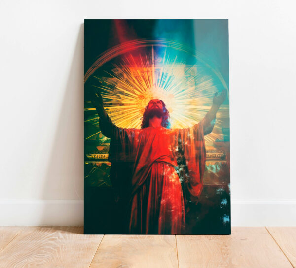 chrystus w promieniach swiatlosci obraz szklany