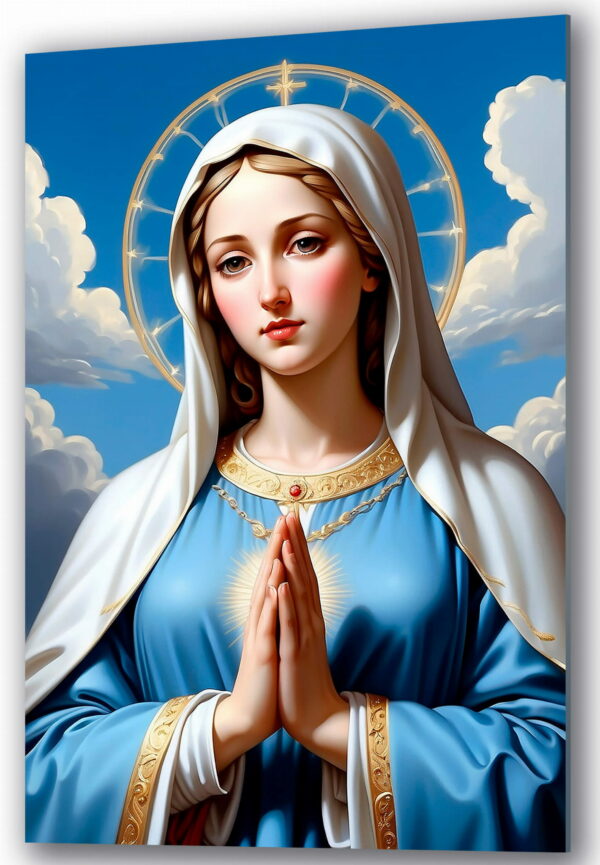 matka boska modlaca sie szklany obraz