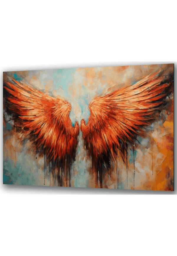 szklany obraz ogniste anielskie skrzydła