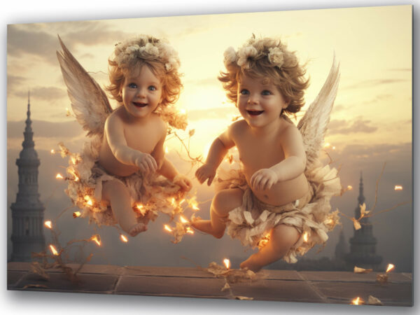 szklany obraz radosne aniołki