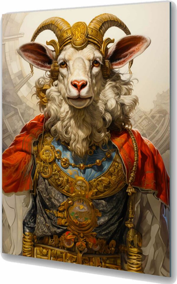 szklany obraz baran w koronie zwierze roku