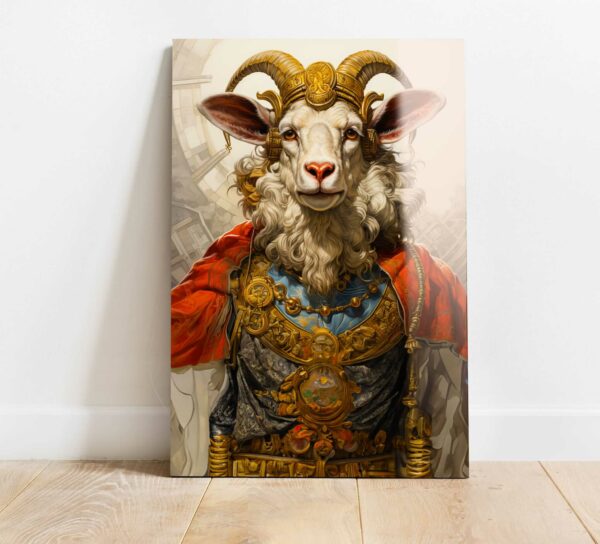 obraz szklany baran w koronie zwierze roku