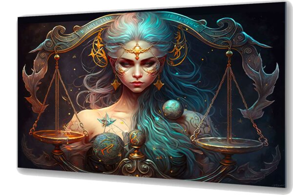 szklany obraz waga znak zodiaku w galaktyce