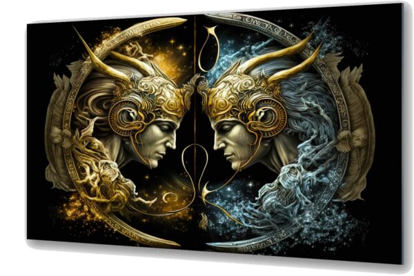 bliznieta znak zodiaku szklany obraz