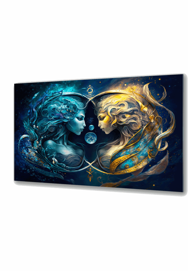 bliznieta znak zodiaku szklany obraz