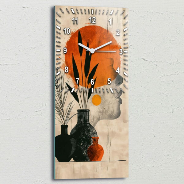 zegar 3d boho z twarzą i roślinami obrazy