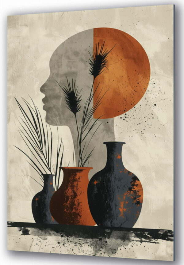 obraz na szkle abstrakcyjna twarz w wazonie