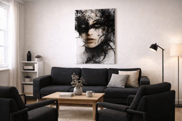 czarny obraz na szkle