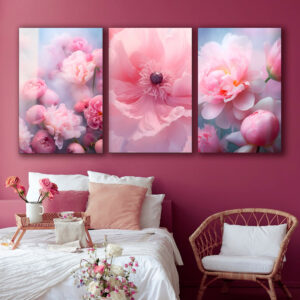 obraz szklany kwiaty w rozowym