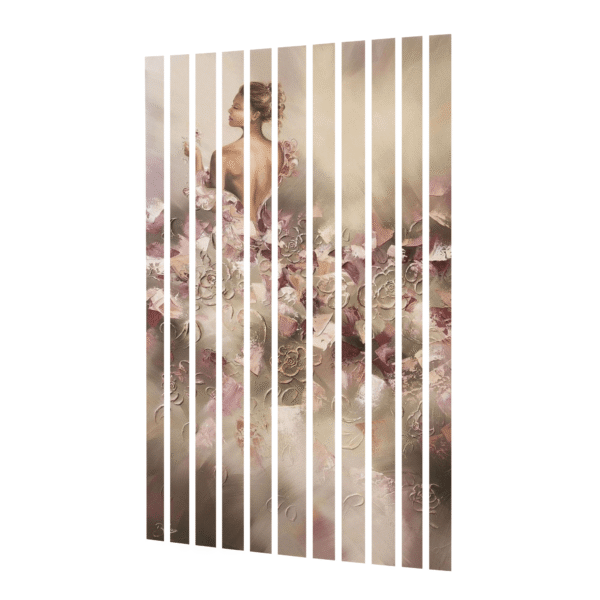 Kobieta w kwiecistej sukni lamele na sciane