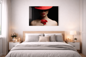 obraz na szkle do sypialni kobieta