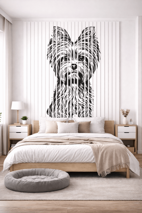 panele z nadrukiem pies do sypialni