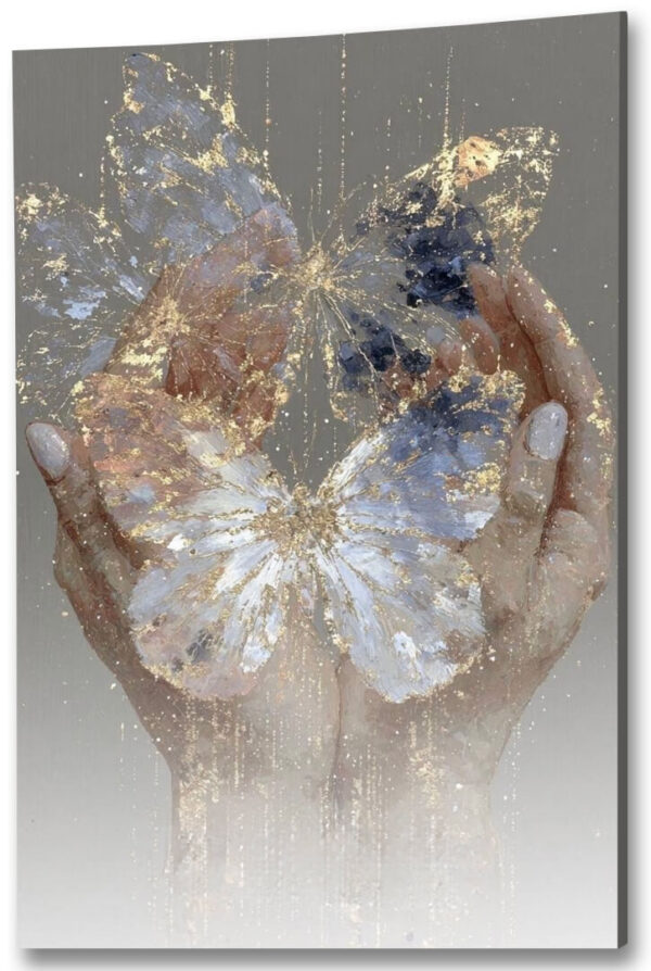 zloty motyl obraz na szkle