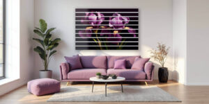 Lamele ścienne PCV z nadrukiem Irysy na ciemnym tle