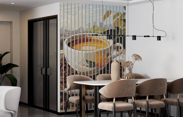 Ściana z lamele w kuchni