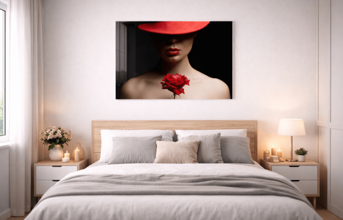 obraz na szkle do sypialni kobieta