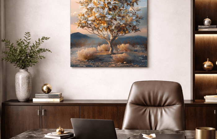 obraz drzewko szczęścia symbol bogatcwa do biura